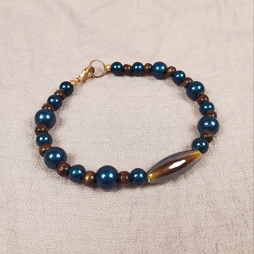 🦋 Teal and Brown Beaded Bracelet 🦋1/$14~2/$24~3/$30🦋 - Picture 3 of 5